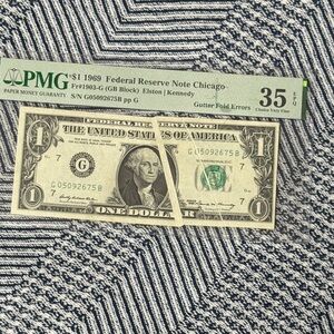 1969 Federal Reserve Note with Gutter Fold Error